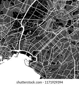 Area map of Kallithea, Greece. Dark background version for infographic and marketing projects. 