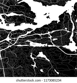 Area map of Nacka, Sweden. Dark background version for infographic and marketing projects.