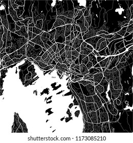 Area map of Oslo, Norway. Dark background version for infographic and marketing projects. 