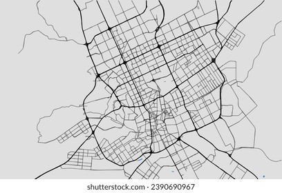 Mapa de área de Riad, Arabia Saudita. Este mapa artístico de Riad contiene líneas geográficas para la masa terrestre, el agua, las carreteras principales y pequeñas.