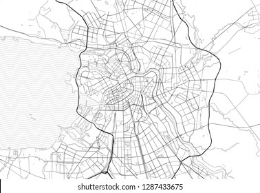 Area map of St. Petersburg, Russia. This artmap of St. Petersburg contains geography lines for land mass, water, major and minor roads.