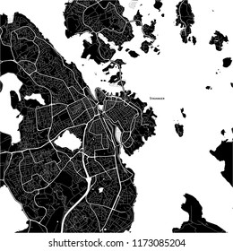 Area map of Stavanger, Norway. Dark background version for infographic and marketing projects. 