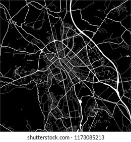 Area map of Uppsala, Sweden. Dark background version for infographic and marketing projects.