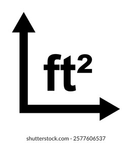 Area measurement icon square foot symbol with arrows