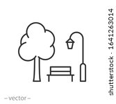 area park icon, street bench, public garden, thin line web symbol on white background - editable stroke vector illustration eps10