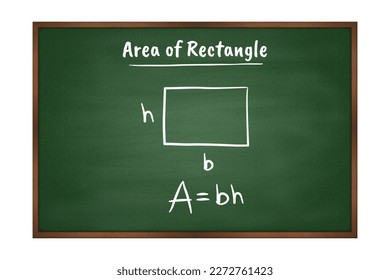 area of Rectangle geometry formula on green chalkboard vector