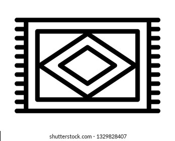 Area rug / carpet textile floor covering line art vector icon for apps and websites