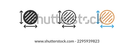 Area size icon on light background. Diameter symbol. Radius of circle. Outline, flat and colored style. Flat design. Vector illustration