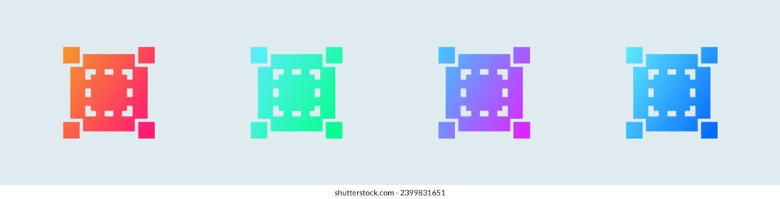 Area solid icon in gradient colors. Size signs vector illustration.
