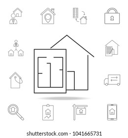 Area square and house icon. Set of sale real estate element icons. Premium quality graphic design. Signs, outline symbols collection icon for websites, web design, mobile app on white background