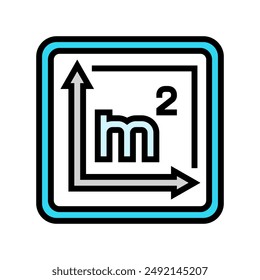 area square metre label product caution color icon vector. area square metre label product caution sign. isolated symbol illustration