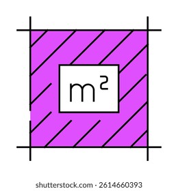 area square metre label product caution line icon vector. area square metre label product caution sign. isolated symbol illustration