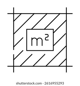 area square metre label product caution line icon vector. area square metre label product caution sign. isolated contour symbol black illustration