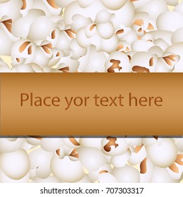 Area for text on popcorn background. Vector illustration.