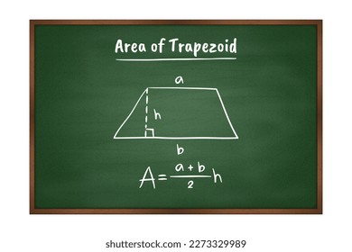 área de la fórmula de geometría trapezoide en el vector de pizarra verde