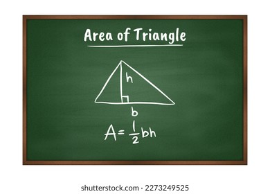 area of Triangle geometry formula on green chalkboard vector