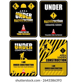 Gebied onder constructie, bord en teken vector