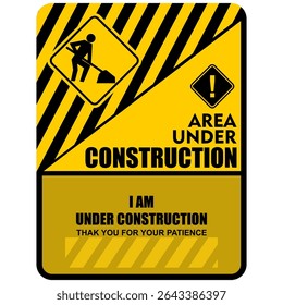 Gebied onder constructie, bord en teken vector