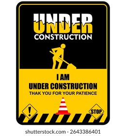 Gebied onder constructie, bord en teken vector