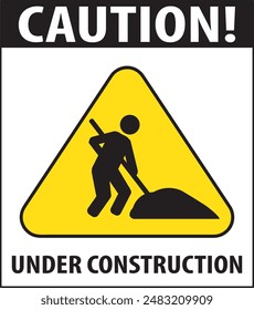 Area under construction industrial warning notice sign vector
