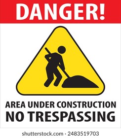 Área en construcción Vector de aviso de aviso industrial