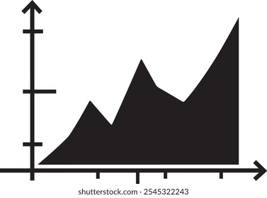 area-chart silhouette vector with white background