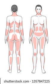Areas of body fat. Beautiful young woman. Black and white version.