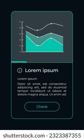 Areas diagram UI element template. Editable isolated vector dashboard component. Flat user interface. Visual data presentation. Web design widget for mobile application with dark theme