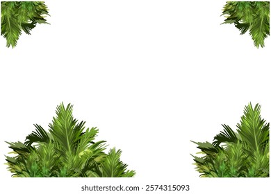 areca leaf icon in the corner of the landscape frame