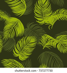 Areca palm sketch by hand drawing.Plam leaf vector pattern on vintage background.Vector leaves art highly detailed in line art style.Tropical seamless for wallpaper.