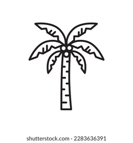 Arecaceae tree vector linear icon. Palm flat sign design. Palm oasis outline symbol pictogram. UX UI palm tree icon symbol outline sign 
