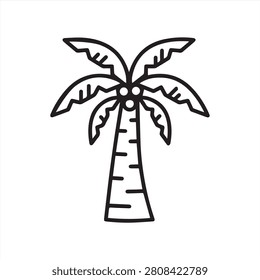Arecaceae tree vector linear icon. Palm flat sign design. Palm oasis outline symbol pictogram. UX UI palm tree icon symbol outline sign.