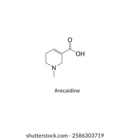 Arecaidine skeletal structure.Alkaloid compound schematic illustration. Simple diagram, chemical formula.