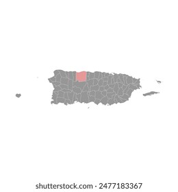 Arecibo map, administrative division of Puerto Rico. Vector illustration.