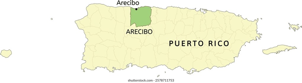 Arecibo municipality and town of Arecibo location on Puerto Rico map