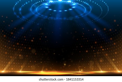 Arena blue and yellow lights background - Shutterstock ID 1841153314