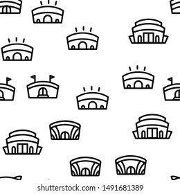 Arena Buildings Seamless Pattern Vector Contour Illustration