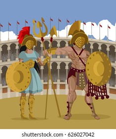 arena coliseum gladiators couple