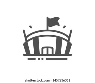 Arena with flag sign. Sports stadium icon. Sport complex symbol. Classic flat style. Simple arena icon. Vector