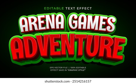 Modelo de efeito de texto editável 3d de aventura de jogos de arena