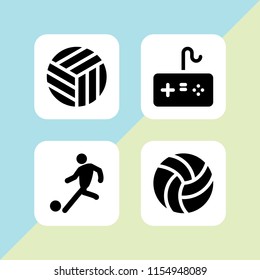 arena icon. 4 arena set with volleyball, gamer and kick vector icons for web and mobile app