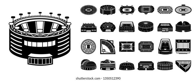 Arena icons set. Simple set of arena vector icons for web design on white background