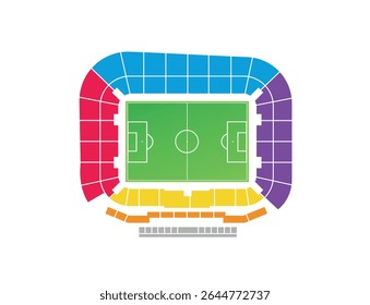 Esquema do estádio. Mapa do estádio de futebol. Ilustração de arte de educação vetorial
