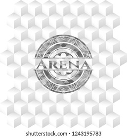 Arena realistic grey emblem with cube white background