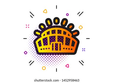 Arena sign. Halftone circles pattern. Sports stadium icon. Sport complex symbol. Classic flat sports stadium icon. Vector