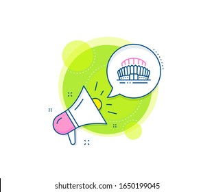 Arena sign. Megaphone promotion complex icon. Sports stadium line icon. Sport complex symbol. Business marketing banner. Sports stadium sign. Vector