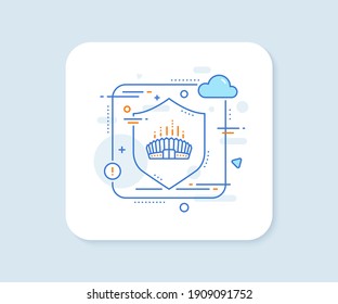 Arena stadium line icon. Abstract vector button. Competition building sign. Sport complex symbol. Arena stadium line icon. Protect shield concept. Vector