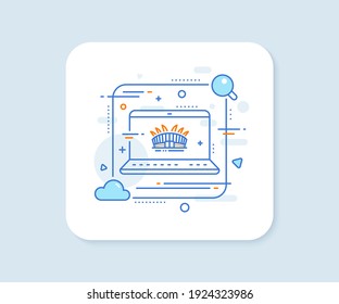 Arena stadium line icon. Abstract vector button. Sport complex sign. Championship building symbol. Arena stadium line icon. Laptop concept badge. Vector