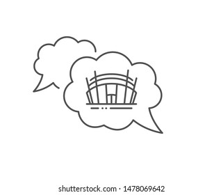 Arena stadium line icon. Chat bubble design. Sport complex sign. Championship building symbol. Outline concept. Thin line arena stadium icon. Vector
