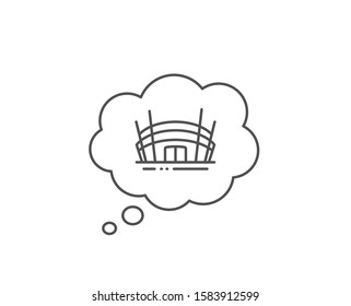 Arena stadium line icon. Chat bubble design. Competition building sign. Sport complex symbol. Outline concept. Thin line arena stadium icon. Vector